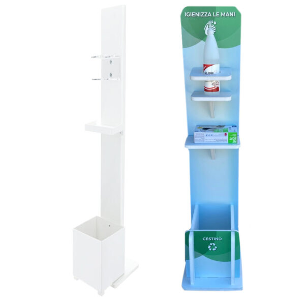 Colonnine piantane <br> per igienizzanti con cestino