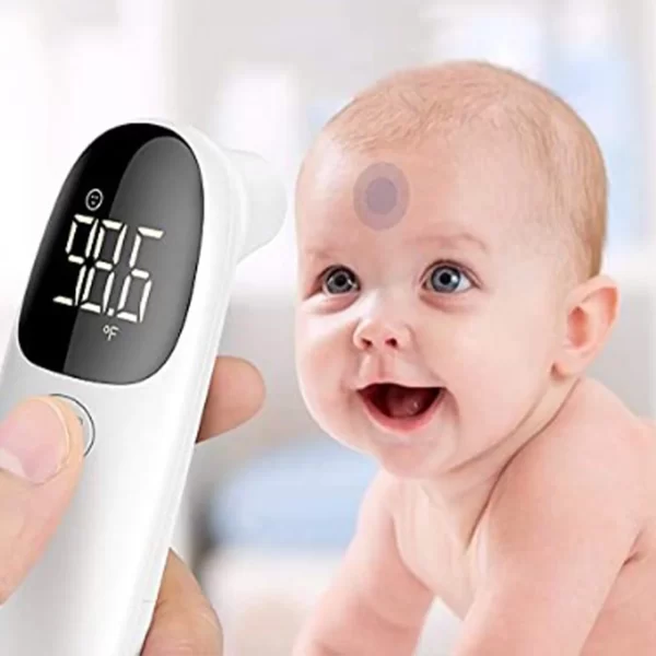 Termometro frontale e auricolare a infrarossi medico, senza contatto, per adulti e bambini, display LCD - immagine 5